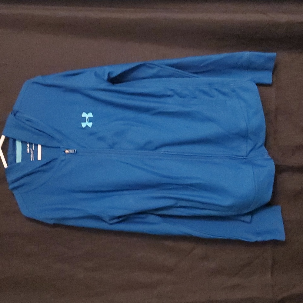 Under Armour HeatGear Zip-up Hoodie Girl's Size M~ Blue w/Light Blue Logo *EUC*